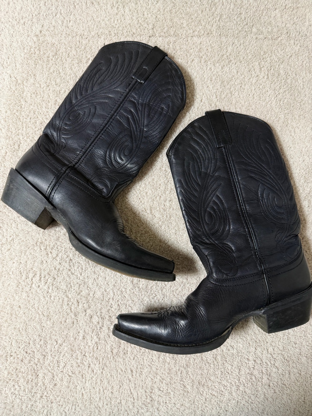 Laredo Women's Black Leather Western Cowboy Boots